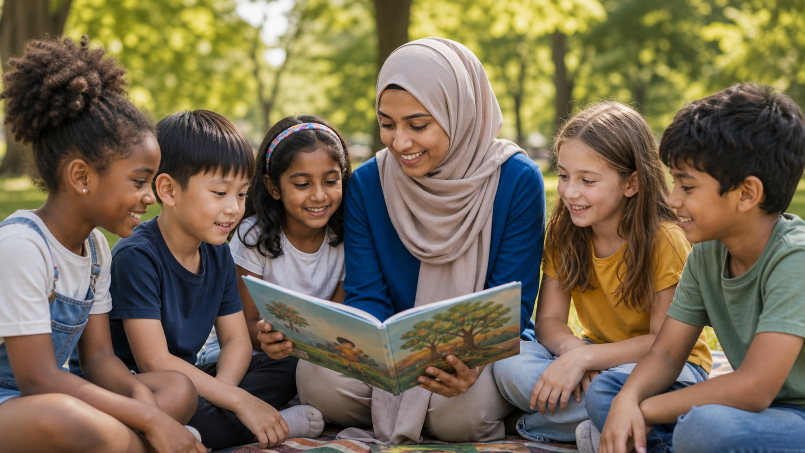 Children and families from different backgrounds connecting in the community